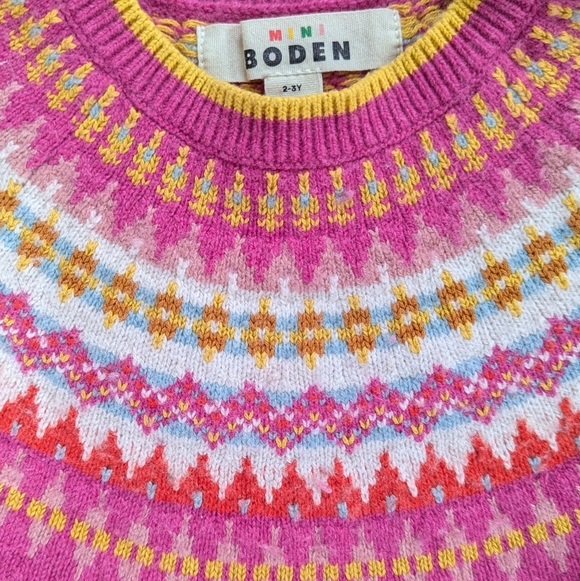Mini Boden Pink Fair Isle Dress - Picture 2 of 3